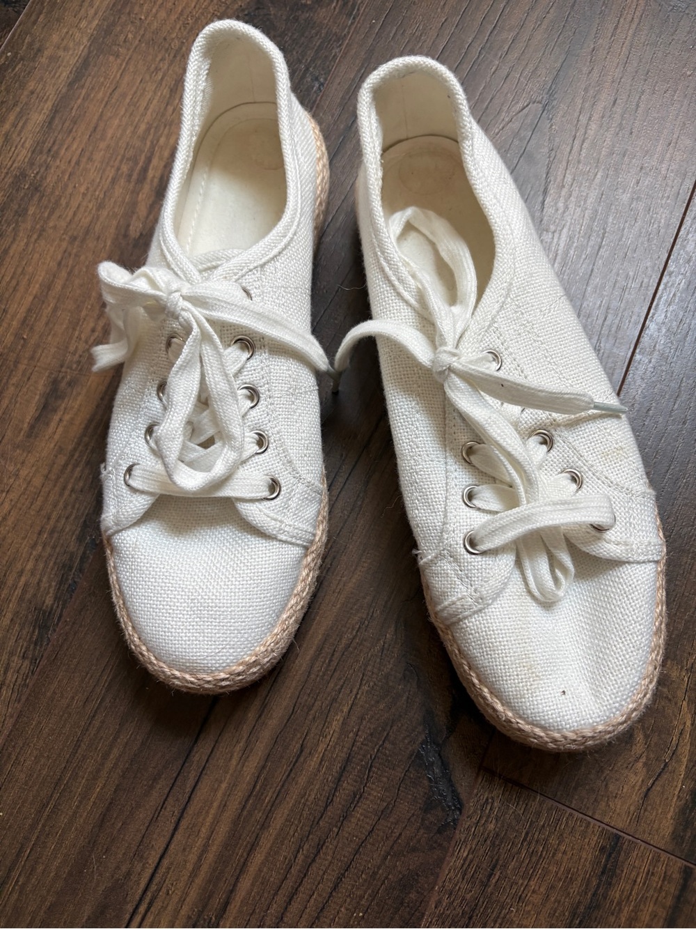 Tommy Bahama White Canvas Espadrille Lace-Up Sneakers